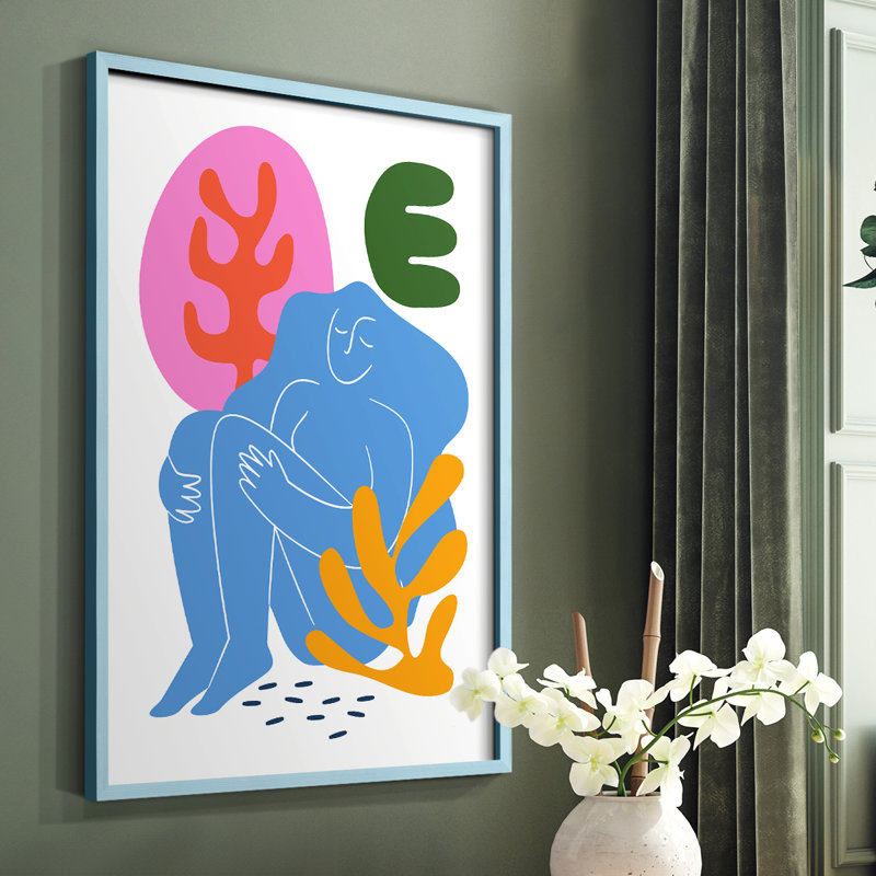 Matisse CDXLI, reproduction encadrée - bois massif, Cadre simple bleu, H 10 po x l 8 po