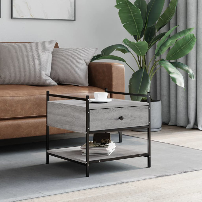 Four Leg Coffee Table with Storage, Grey Sonoma