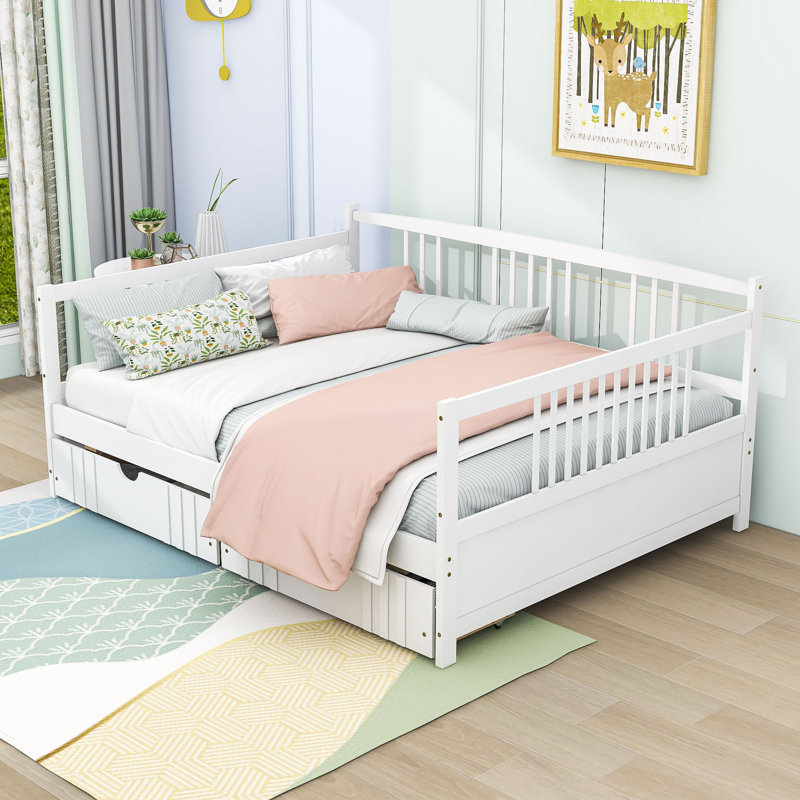 Pavillion Full Size 2 Drawers Wood Daybed, White