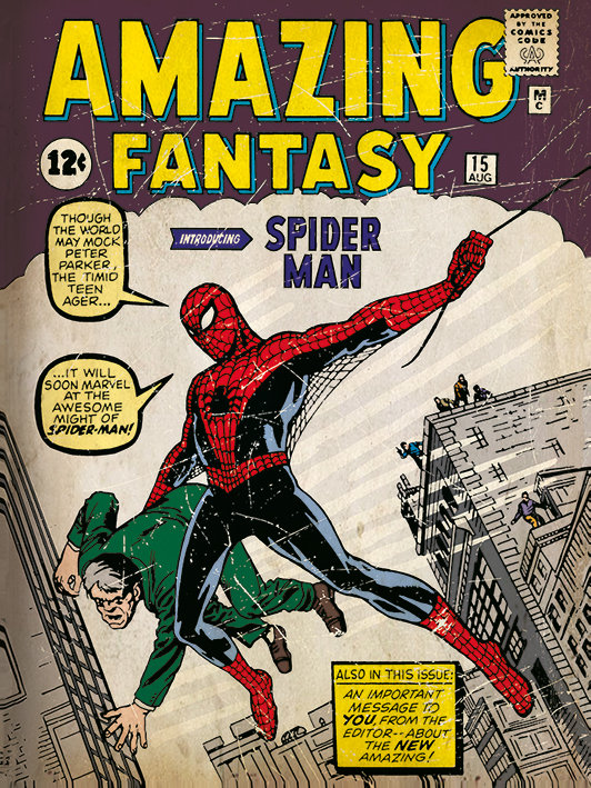 Spider-Man Issue I Poster Graphic Art Print, 80cm H x 60cm W, Linen