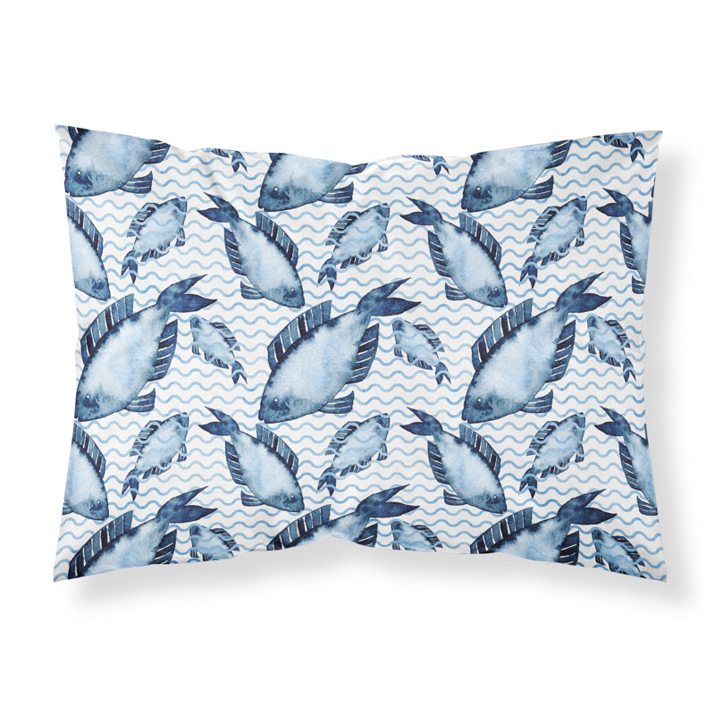 Taie d’oreiller poissons aquarelle de plage