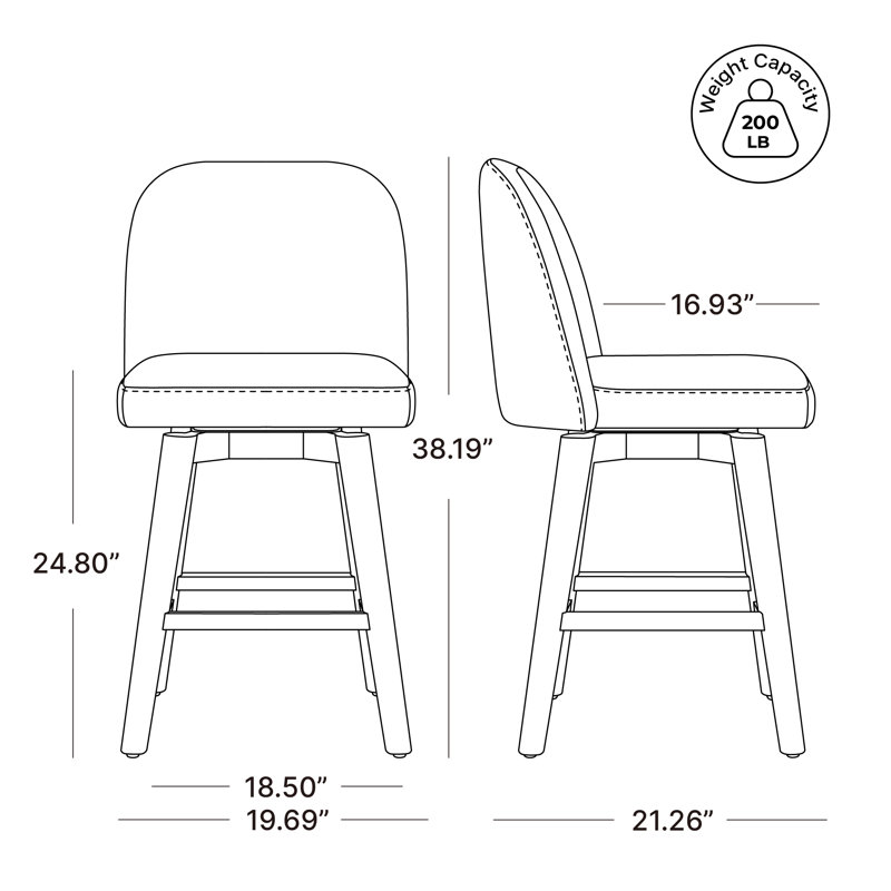 Becki Owens for Joss & Main Upholstered Counter & Barstool(Set Of 2), Aline Butternut/Genuine Leather