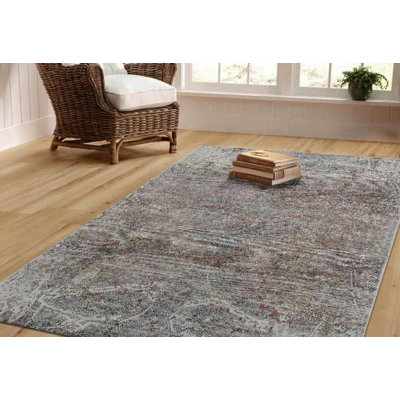 Tapis gris en soie noué à la main Hawtrey