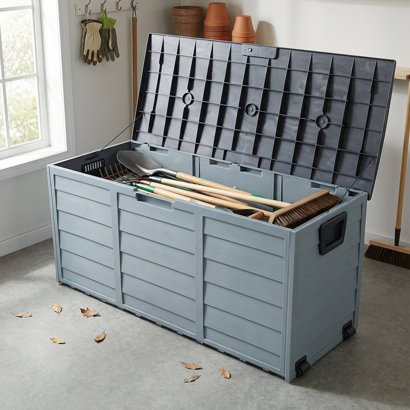 75 Gallon All-Weather Outdoor Deck Box With Side Handles&Built-In Wheels - Waterproof Storage For Patio, Garage, Or Backyard Gear