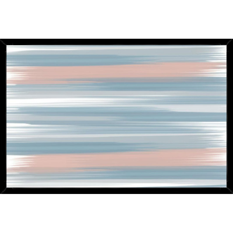 «Pastel Abstract Stripes in Blue and Pink», art mural sur toile encadrée, Black, 24" H x 36" W