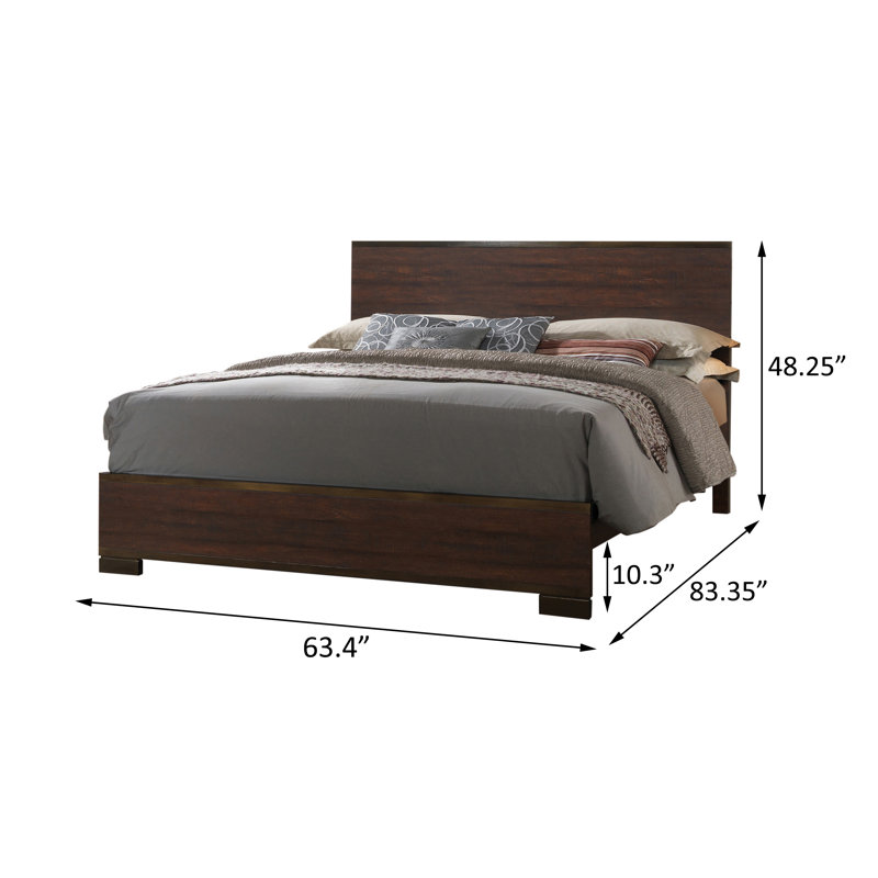 Ensemble de chambre à coucher à panneaux 4 pièces Aguiluz Liane, Grand, Tabac rustique