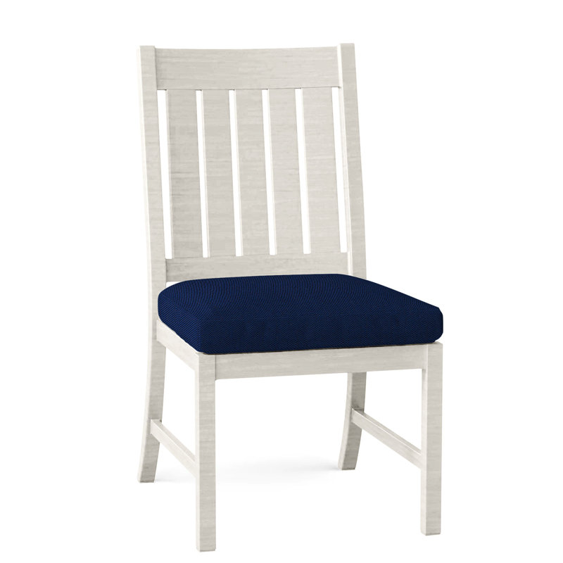 Club Patio Dining Side Chair with Cushions, No Welt, Indigo Velvet, Chalk