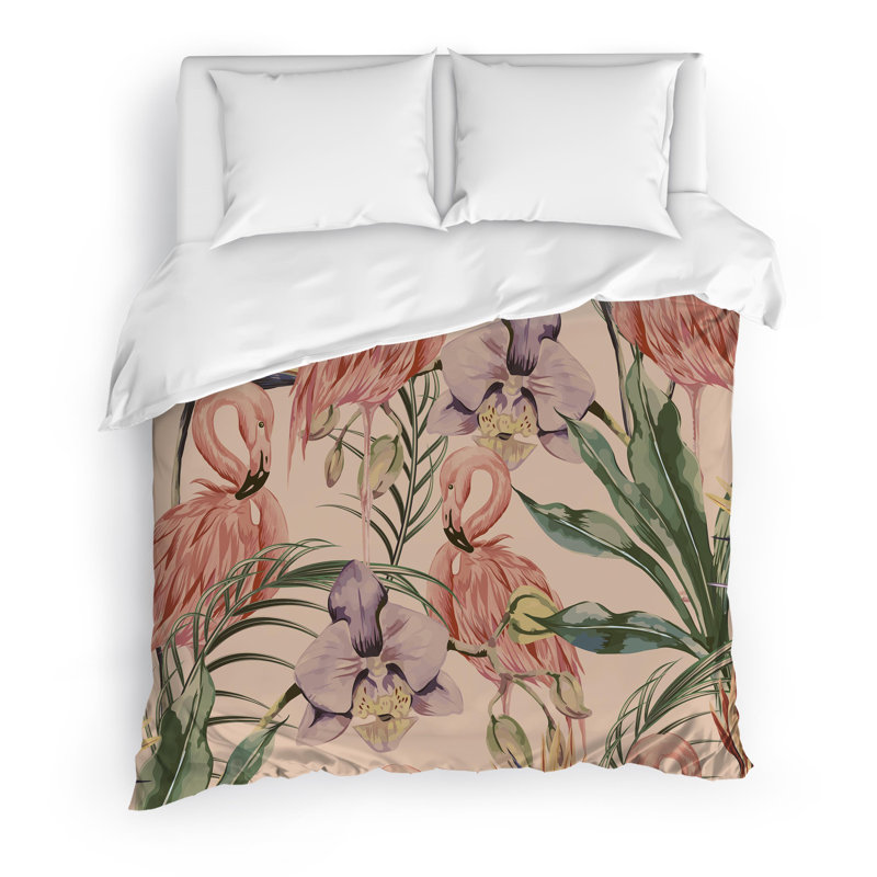 Flamingo Twill Duvet Cover, King Duvet Cover + 2 Pillow Cases