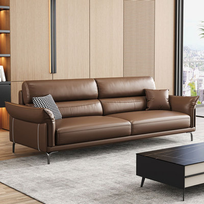 Light coffee Genuine Leather Standard Sofa cushion Loveseat