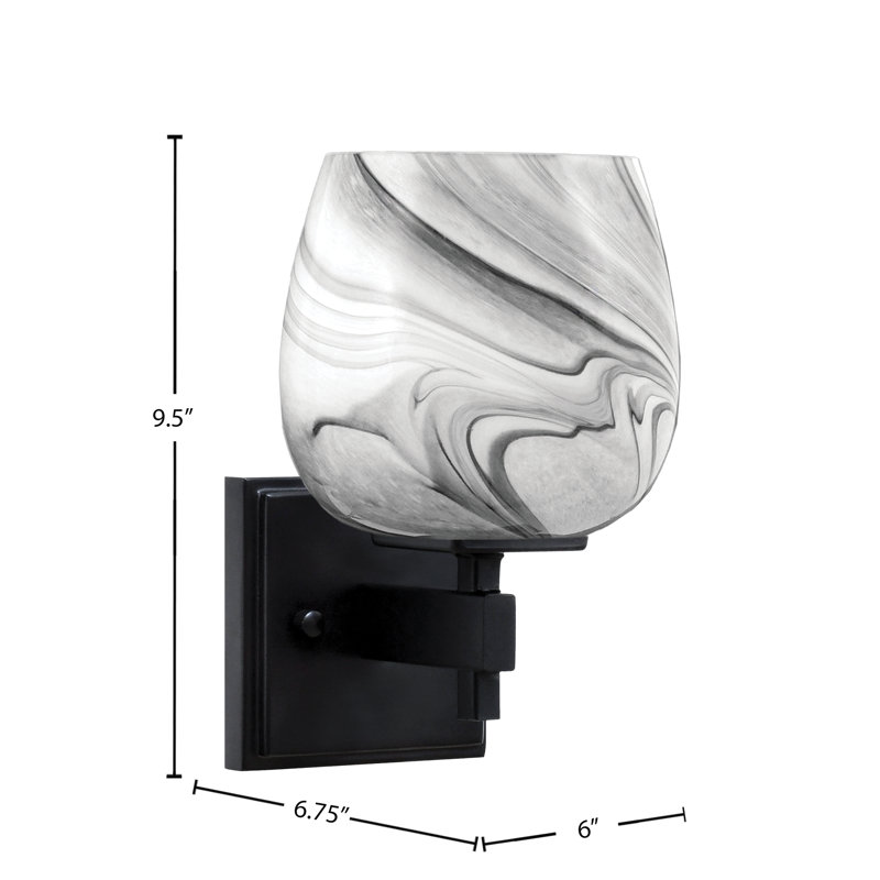 Headland Wall Sconce Shown With 4" Onyx Swirl Glass, Black