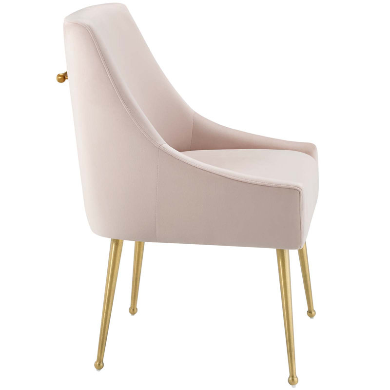 Cascade Pink Velvet Upholstered Side Chair with Gold Metal Legs