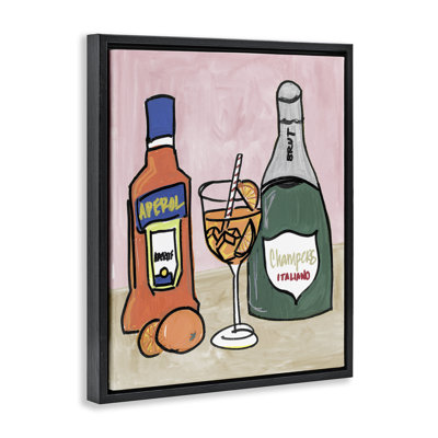 Aperol And Champagne Floating Frame, design by NOLA JAMES