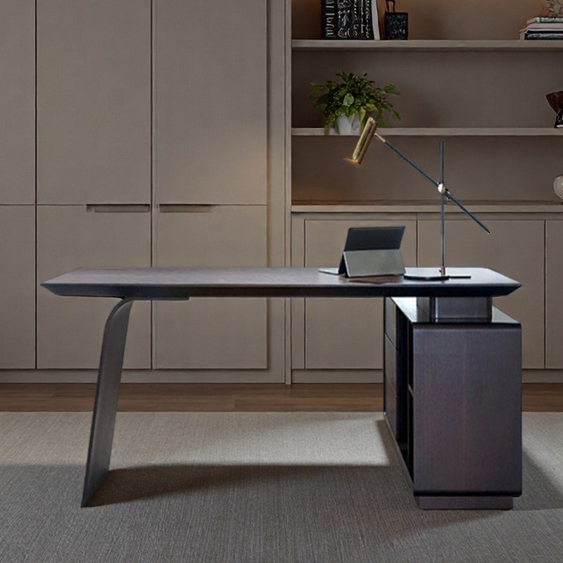 Bureau de rangement, bureau d'écriture, bureau d'angle, Tanné, H 29,92 po x l 55,12 po x P 27,56 po