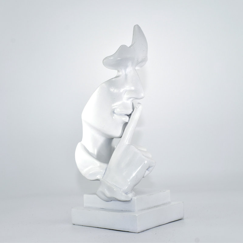 Adam & Friends Home Decor Silence Is Golden Sculpture | 1-Piece, White, 5'' H x 3.5'' W x 5.5'' D