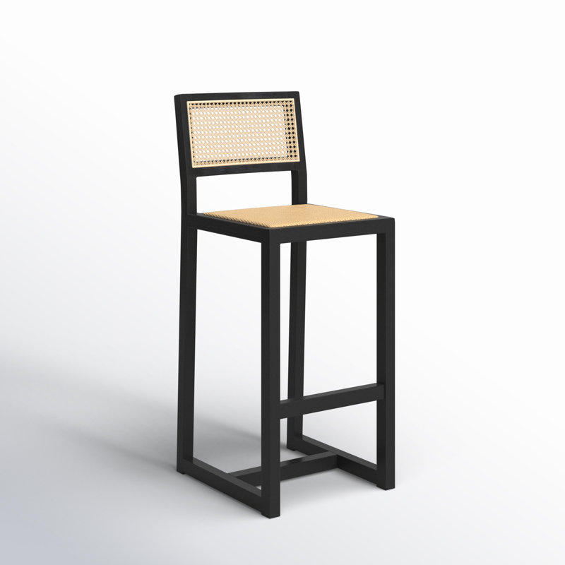 Cane Bar Stool, Black/Beige, Bar Stool