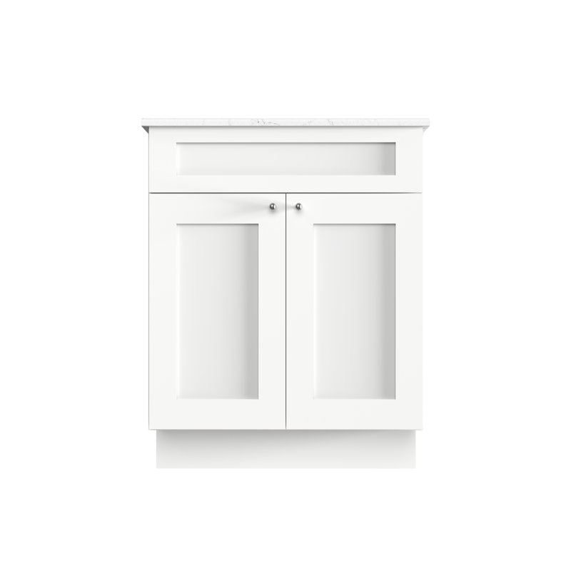 Chrisna 25'' Single Bathroom Vanity with Quartz Top, White