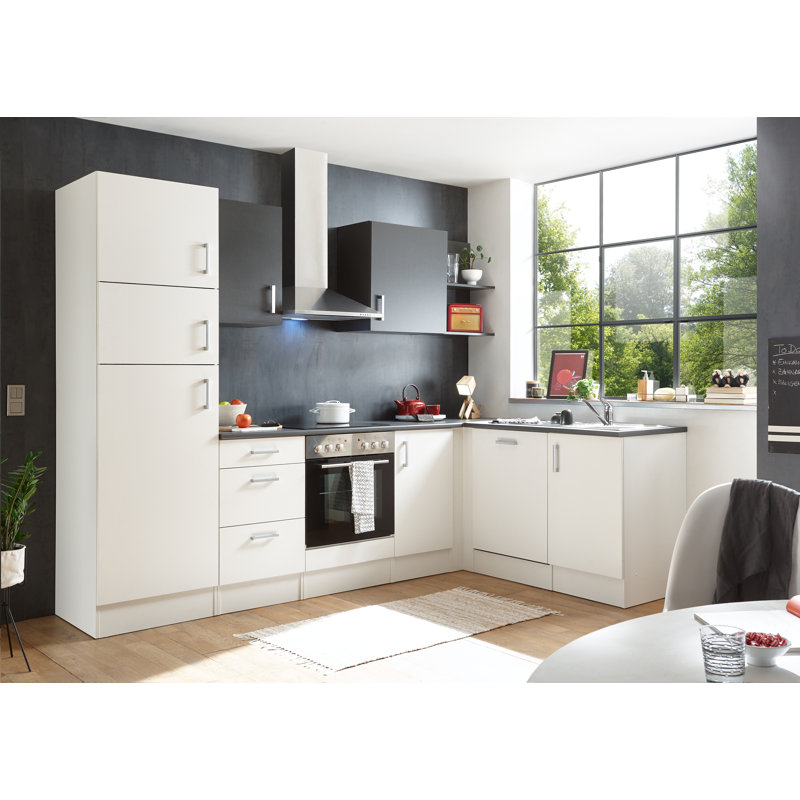 BBK Silver 212cmH x 280cmW x 60cmD Particleboard Ready-to-Assemble Kitchen Cabinet Set