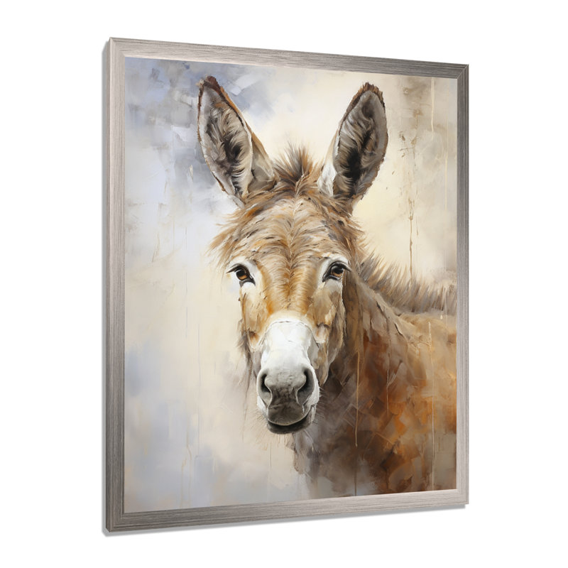 Soph sophistiqué Donkey Portrait II - Donkey, reproduction d'art sur toile encadrée, H 20 po x l 12 po x P 1 po