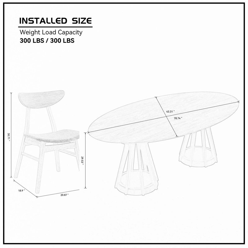 (1 table + 6 chaises) Ensemble de table de salle à manger moderne de 78,74 pouces de 7 pièces