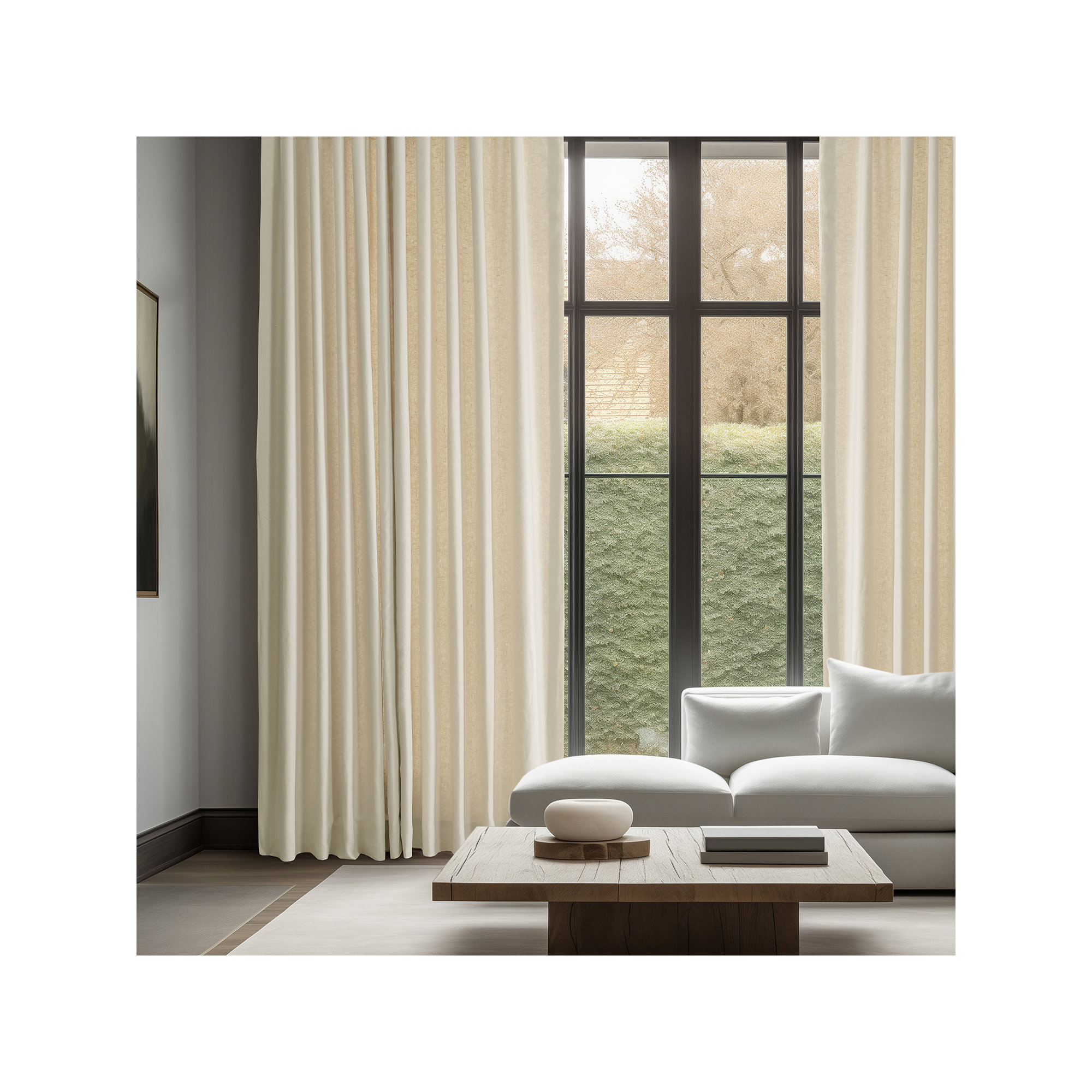 Briella French Linen Room Darkening Curtain, Ancient Ivory, 50" W x 96" L