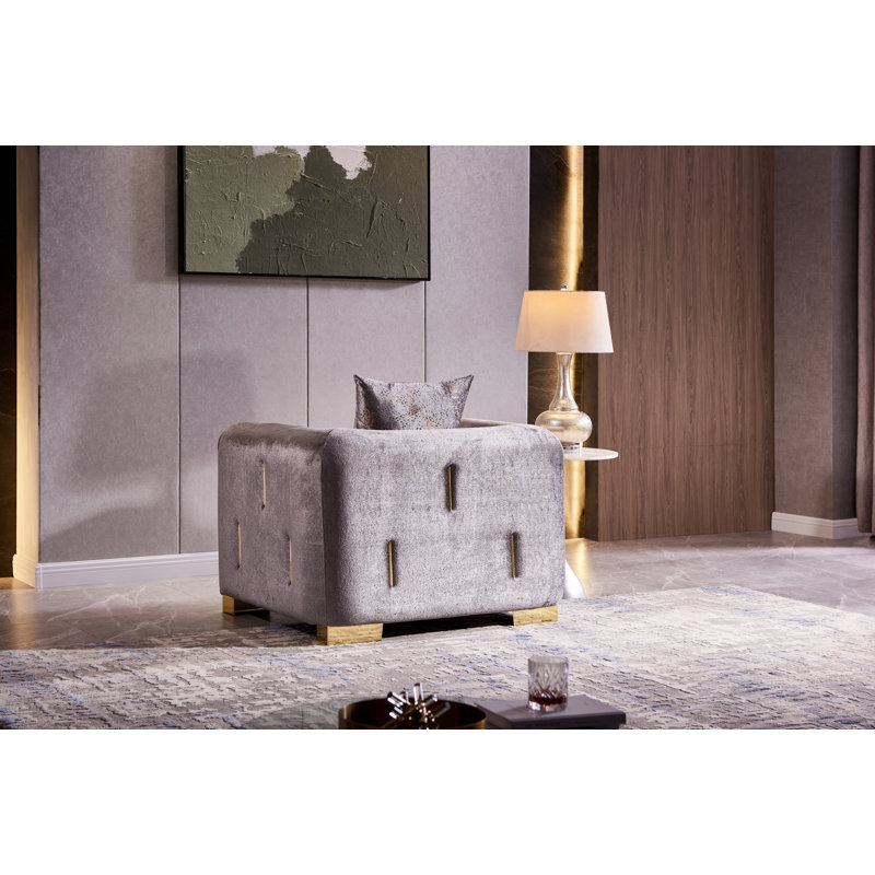 Fauteuil en velours de 43 po Foehr, Velvet argent
