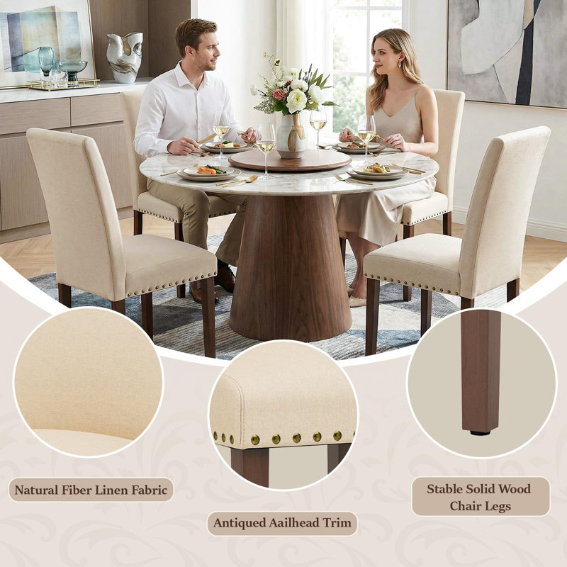 48cm H Dining Chair in Beige