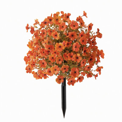 Piquet de fleurs artificielles d'automne de 22 pouces, forme ronde en fausse fleur avec piquet pour le jardin, le patio et le décor de l'Action de grâce en plein air