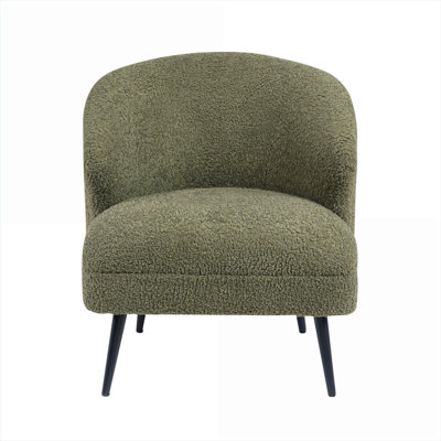 Sage Green Boucle Upholstered Accent Chair for Adults, High-Density Foam Cushion Living Room Seating