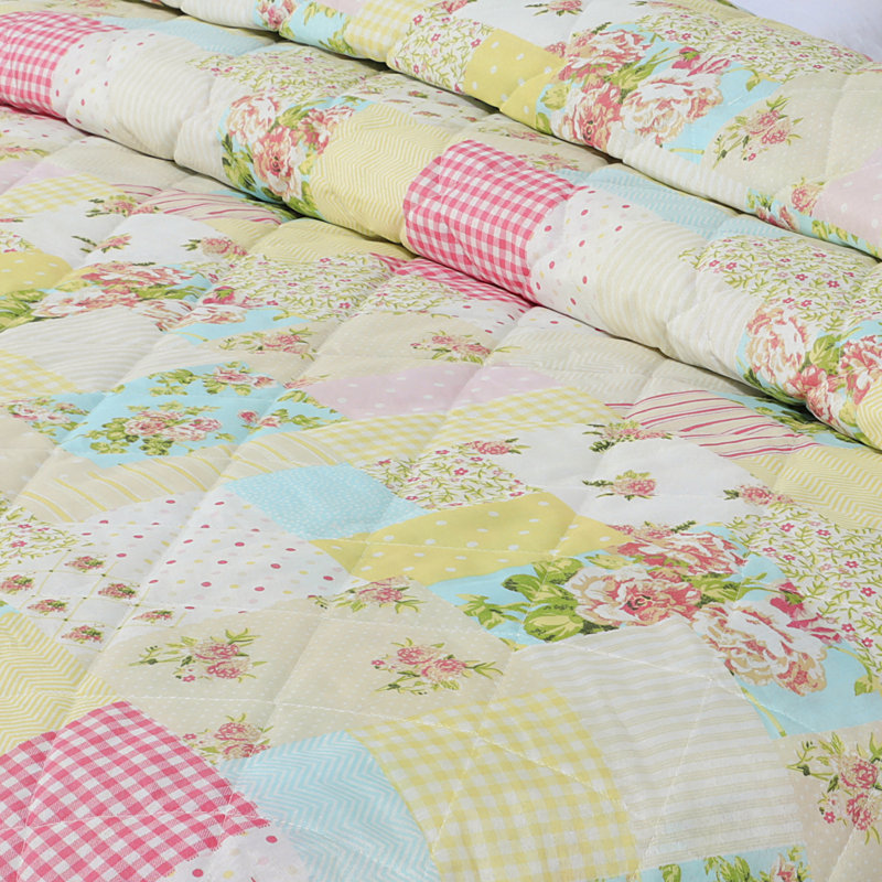 Krystina Candice Patchwork Bedspread Set Quilted Bedspread sets with Bed Comforter Pillowsham, 180 W x 250 L cm