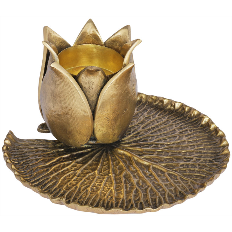Designer Brass Lotus Flower Candle Stand - 3.2" Handcrafted Spiritual Home Décor Holder for Tealights, Tables & Meditation Altars​