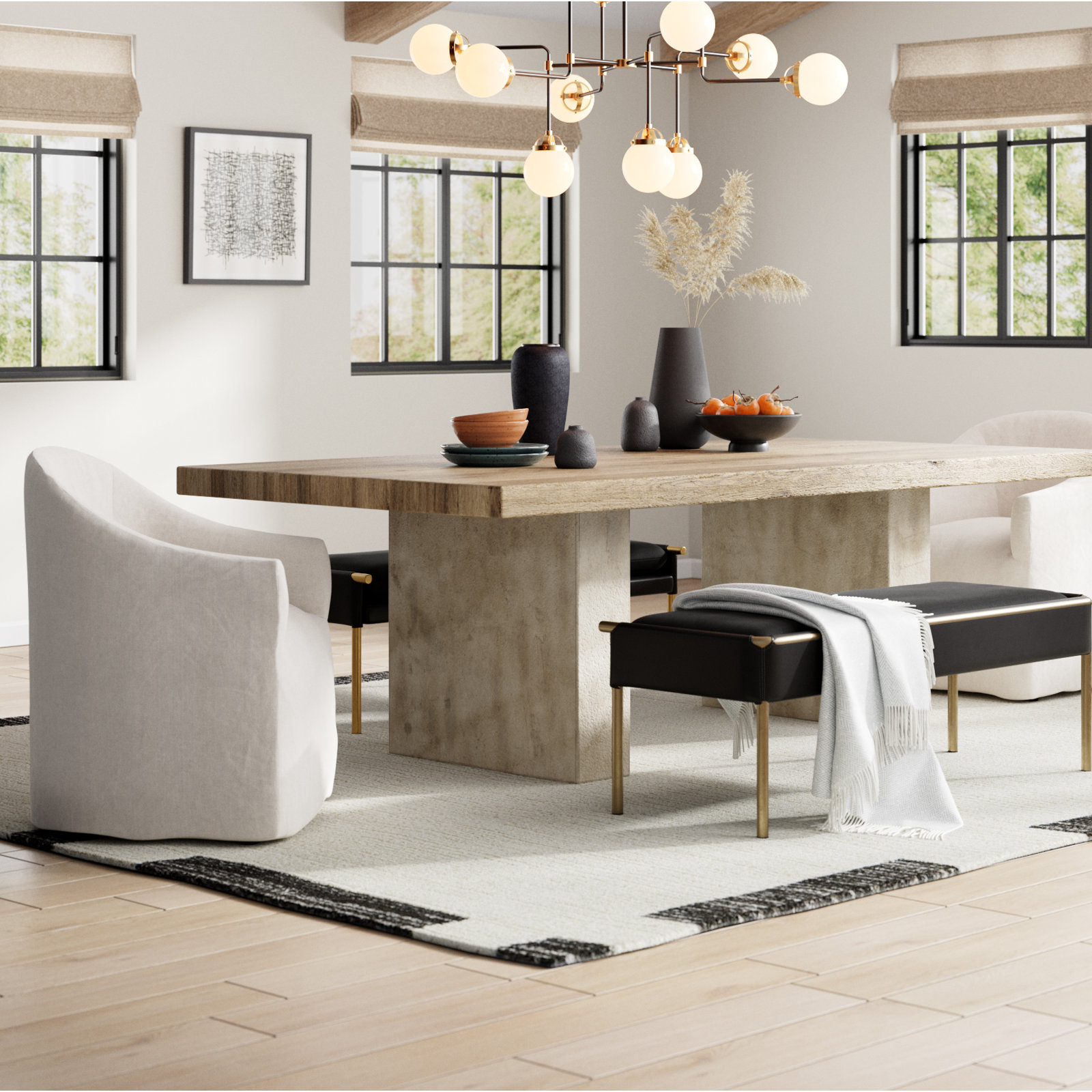 Galinda Upholstered Arm Chair in Beige, Heather Twill Pewter