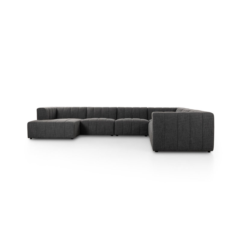 Canapé modulaire 6 pièces Bowry, Orienté à droite, Mélange de polyester gris anthracite Saxon, H 25 po x l 157 po x P 122 po
