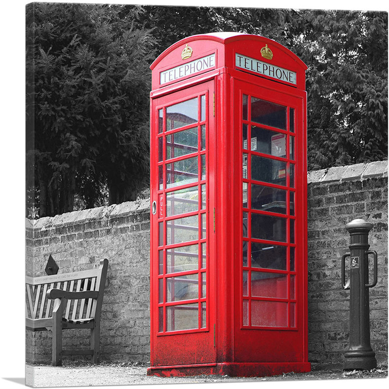 «Red London England Téléphone Kiosk Booth», reproduction d'impression sur toile tendue, H 12 po x l 12 po x P 0,75 po