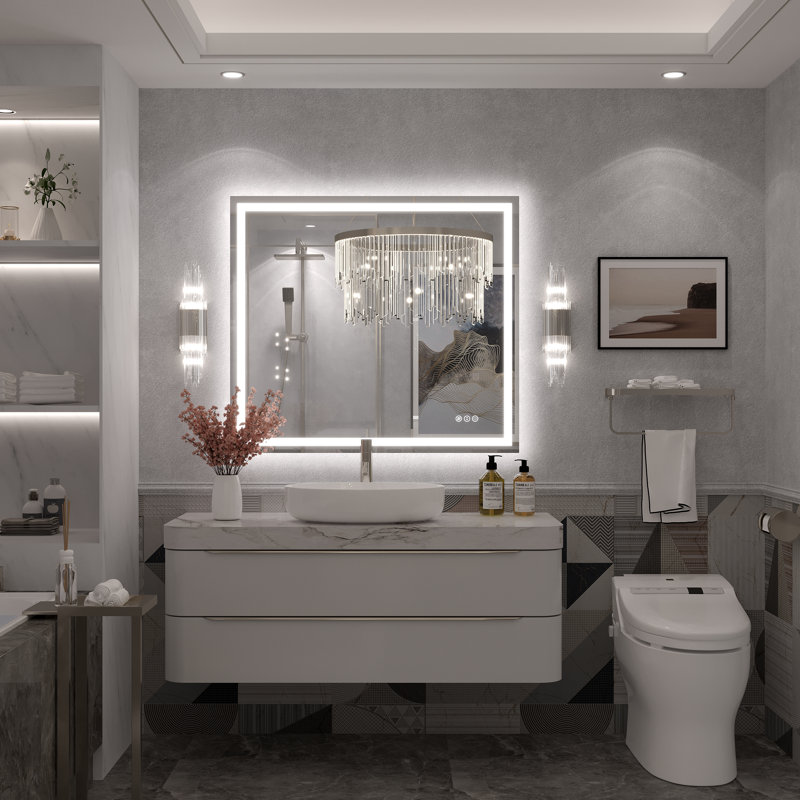 Miroir de salle de bain Molly Framelss, 36 po x 32 po, Transparent