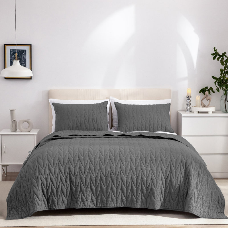 Cotton Quilt, G-dark Gray, Full/Queen + 2 Standard Shams