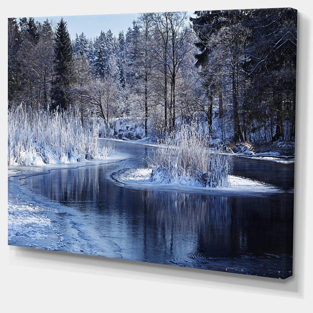 Winter Lake in Deep Forest - Wrapped Canvas Photograph Print Millwood Pines 