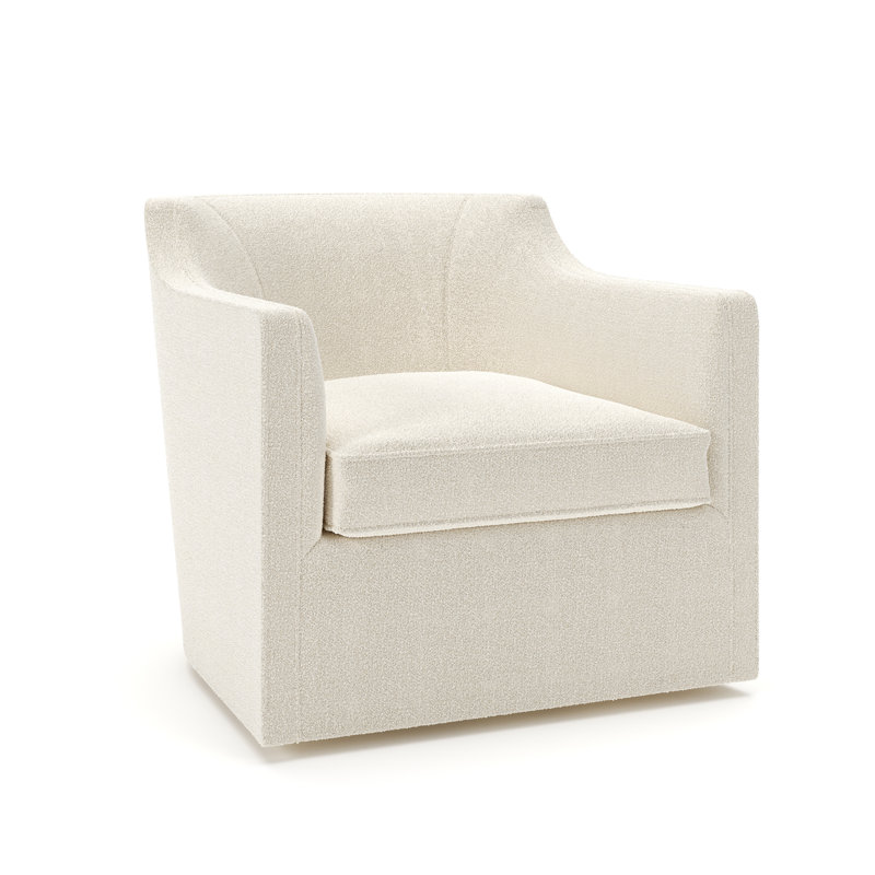 Fauteuil pivotant rembourré Marietta, Tissu performance bouclé Davis Pearl