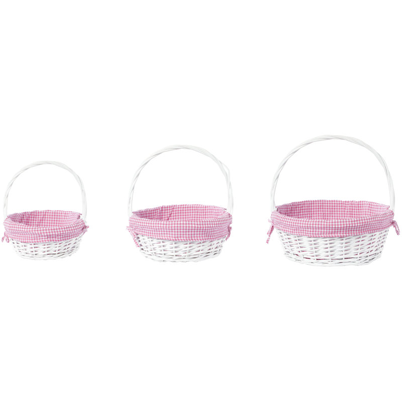 Rosalind Wheeler Wicker Decorative Basket, White/Pink