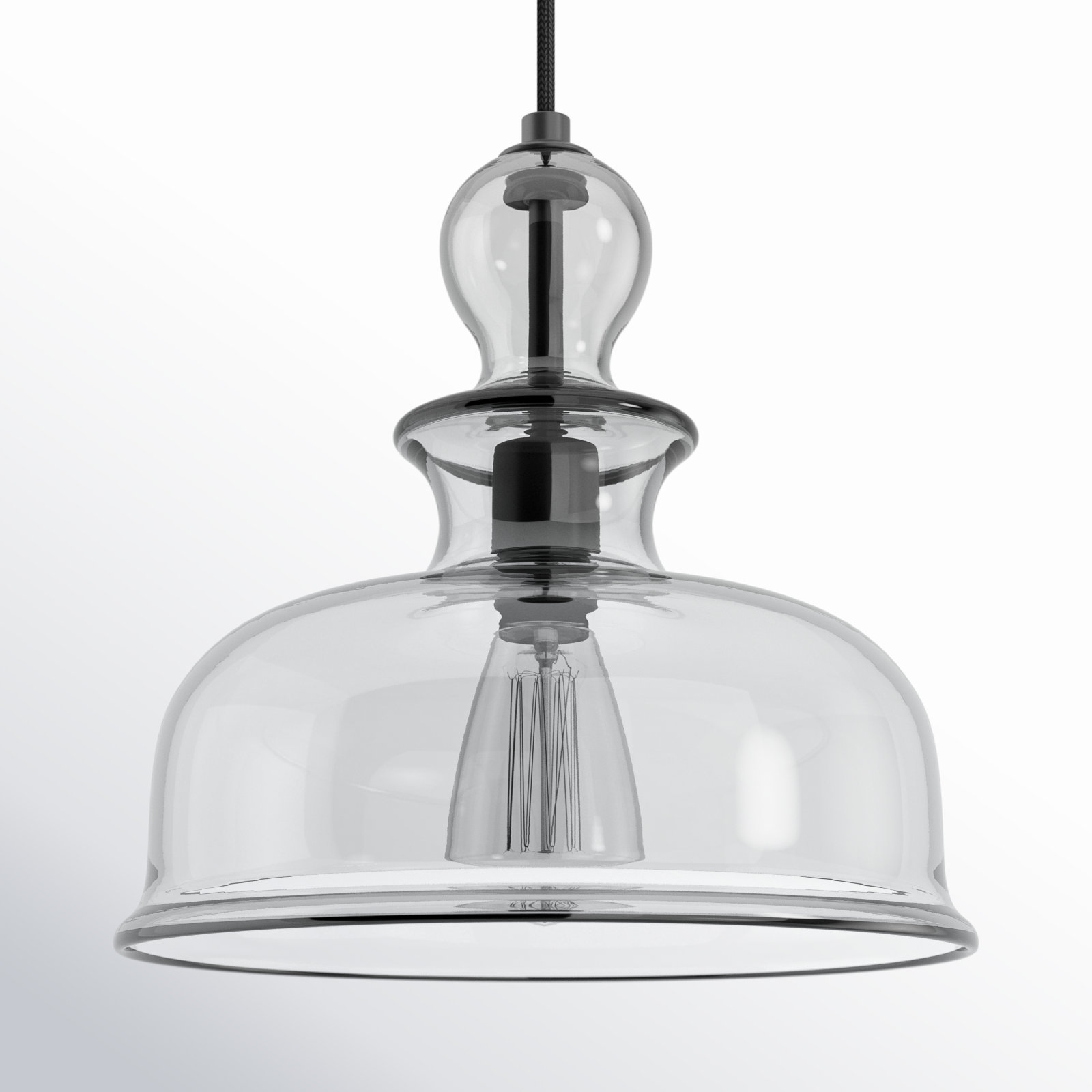 Tilden Single Light Glass Dimmable Pendant, Graphite, Smoke