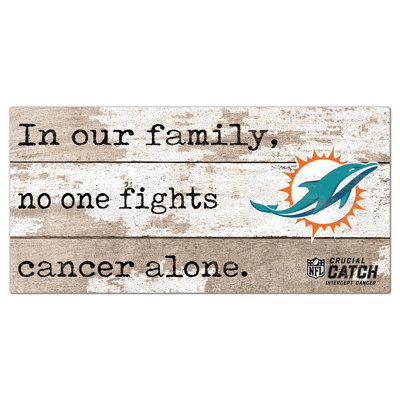 Miami Dolphins In Our Family No One Fights Cancer Alone 6X12 Sign