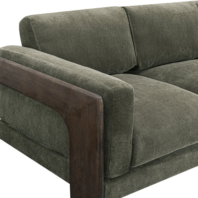 Canapé en chenille recyclé vert olive Elyn