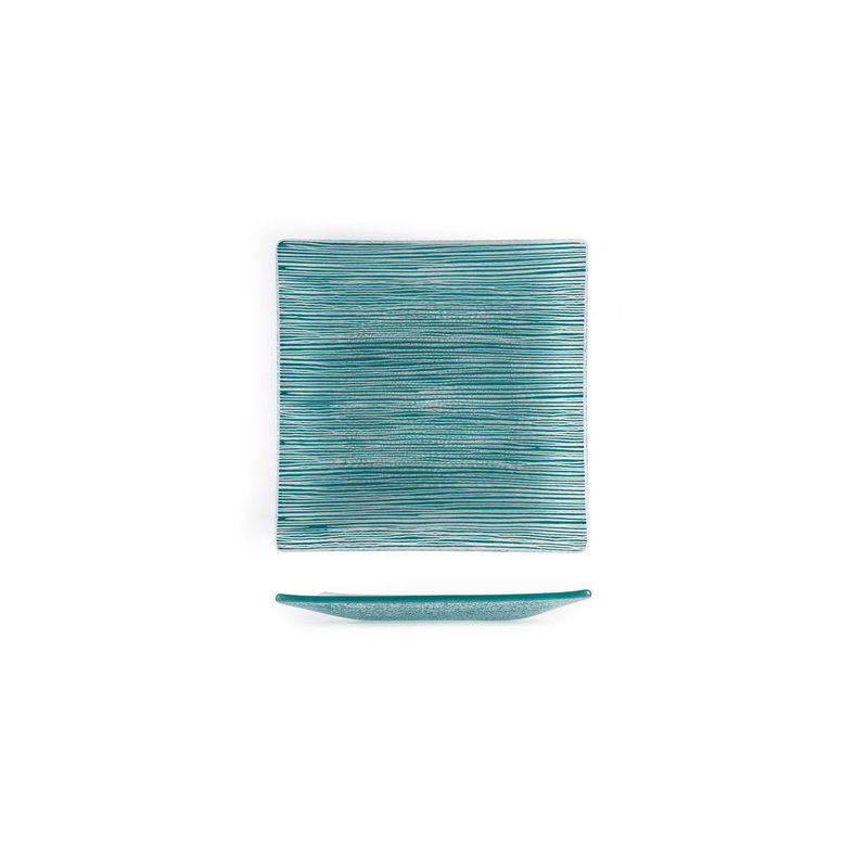 Ensemble de 2 assiettes carrées en verre 7,75 "x 7,75", Bleu