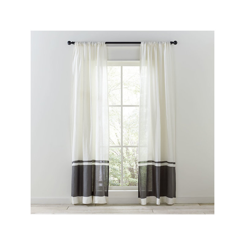 Galiano Linen Blend Semi Sheer Curtain Single Panel, Charcoal Brown