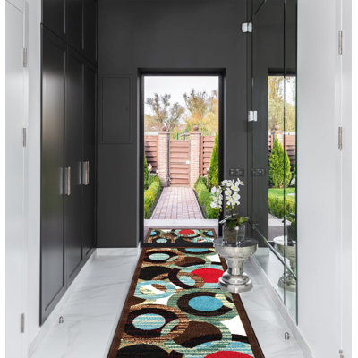 Tyrice Abstract Synthetic Water Resistant Non-Skid Kitchen Mat
