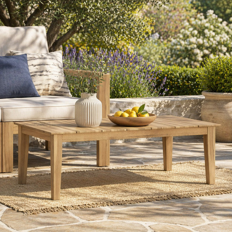 Table basse d'extérieur en bois d'acacia