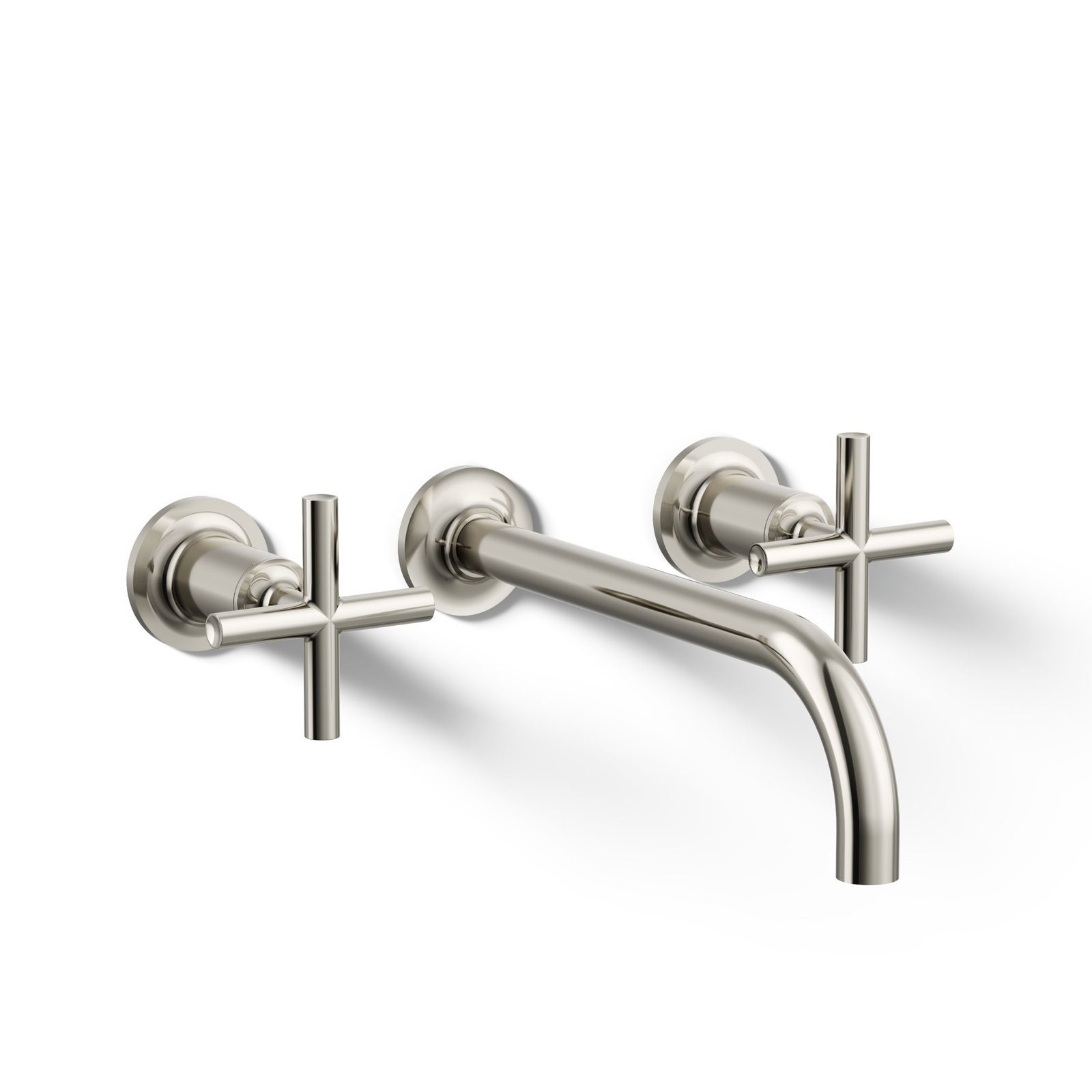 Purist Wall Mounted Bathroom Faucet, Vibrant Polished Nickel, Cross Handle