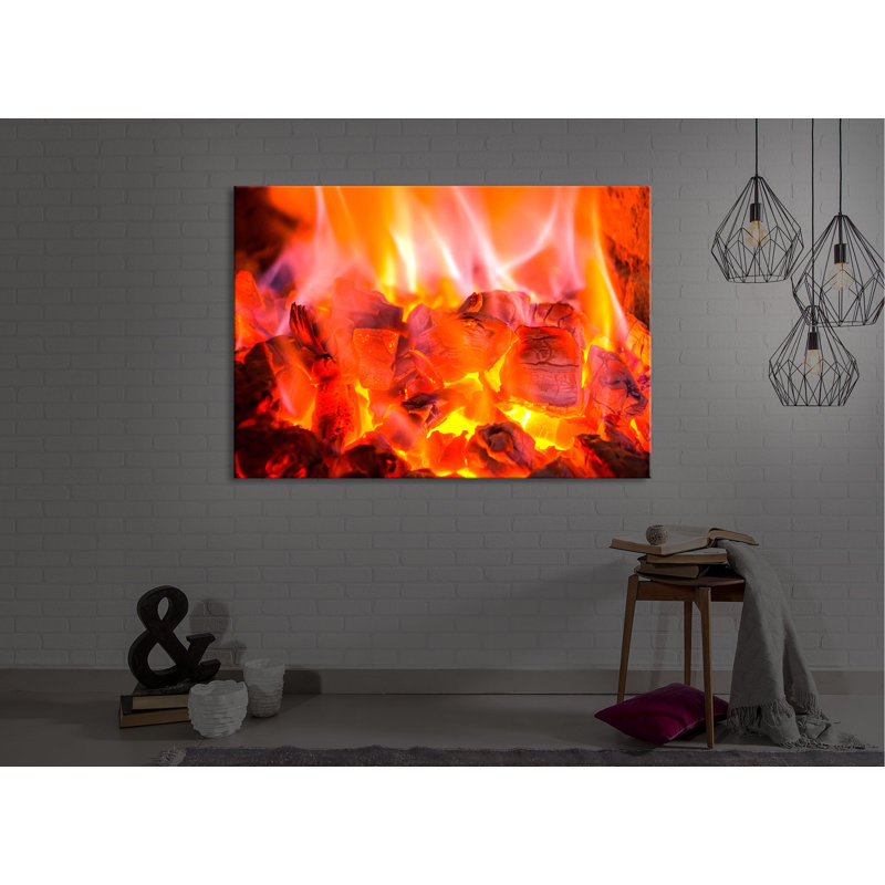 Charcoal Fire by No - Wrapped Canvas Print, Without lighting, 40cm H x 60cm W x 4.5cm D