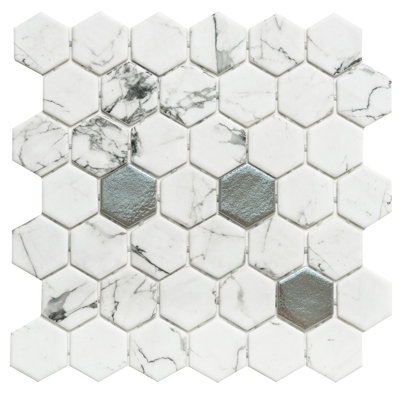 Carreau de mosaïque en verre hexagonal 2 po x 2 po Eterna Hexx