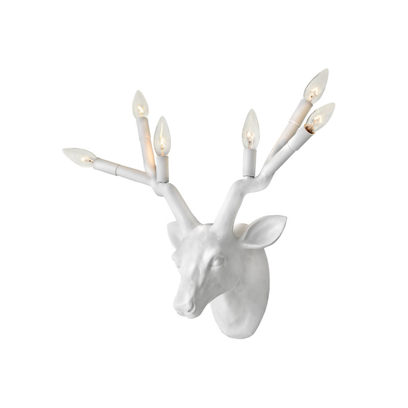 Stag Six-Light Indoor Plug-In Wall Sconce w/ On/Off Switch, Chalk White