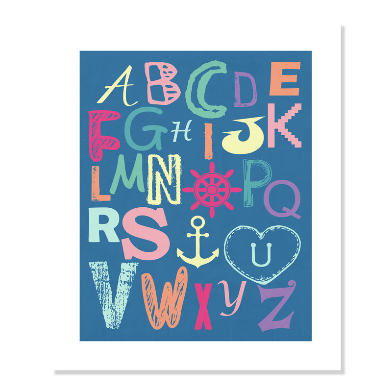 Alphabet imprimé sur papier, H 10 po x l 8 po x P 1 po, Papier